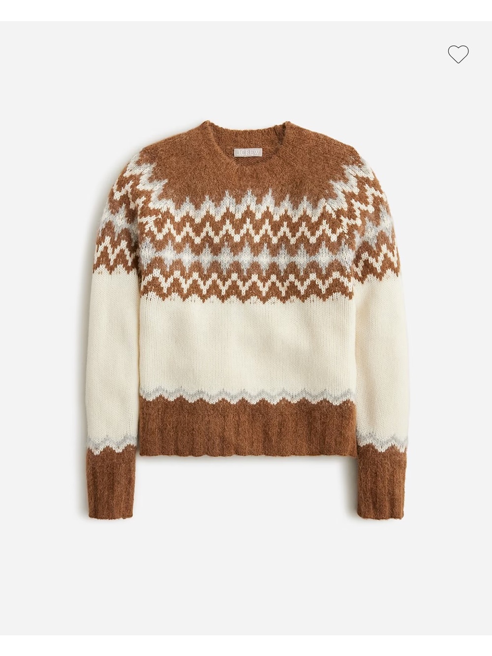 J. Crew Ladies Brown and Cream Fair Isle Crewneck Sweater